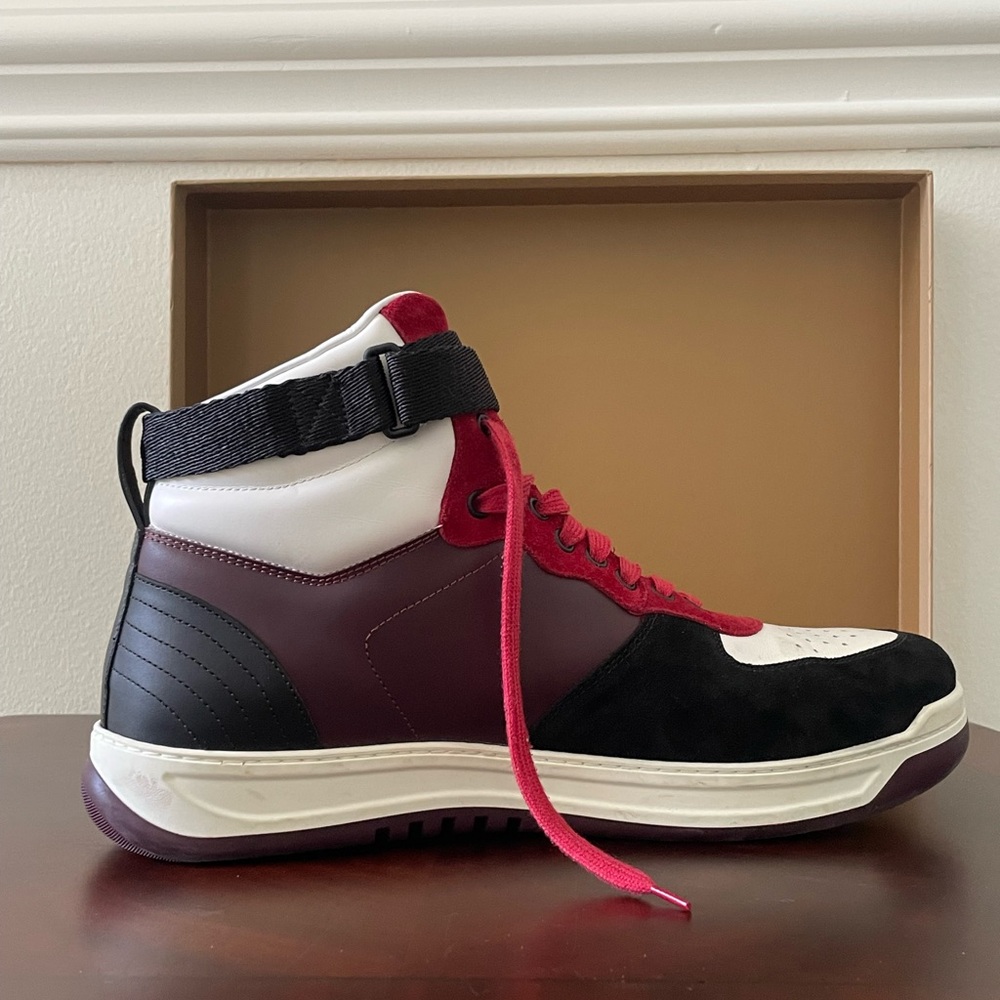 Burberry Multicolor Leather and Suede Dennis High Top Sneaker - Picture 11 of 13